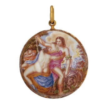 Swiss 21 Carat gold and enamel verge pendant watch Circa 1670