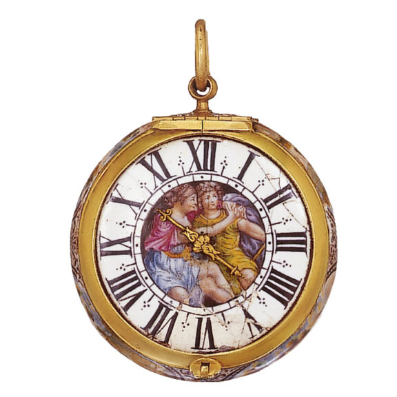 Swiss 21k gold and enamel verge pendant watch Circa 1670 Swiss 21k gold and enamel verge pendant watch Circa 1670