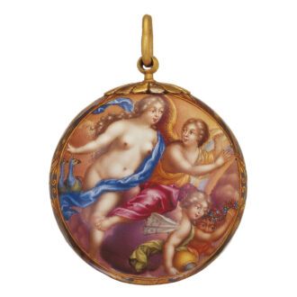 Swiss 21 Carat gold and enamel single handed watch Circa 1675