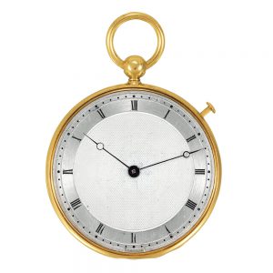 French 18k yellow gold, platinium open faced pocket watch Circa 1814
