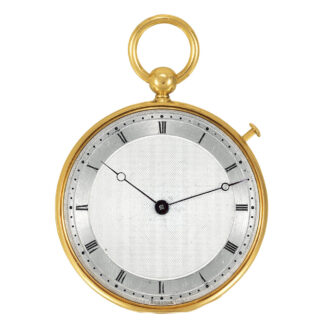 French 18k yellow gold, platinium open faced pocket watch Circa 1814