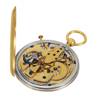 French 18k yellow gold, platinium open faced pocket watch Circa 1814