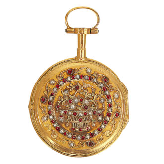 Fine French 20k gold, pearl and garnet-set watch Circa 1775