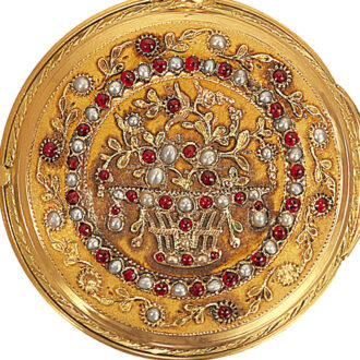 Fine French 20k gold, pearl and garnet-set watch Circa 1775