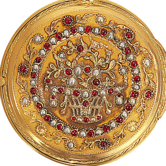 Fine French 20k gold, pearl and garnet-set watch Circa 1775 Fine French 20k gold, pearl and garnet-set watch Circa 1775