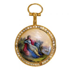 French 18K gold and pearl-set lady's pendant watch Circa 1790