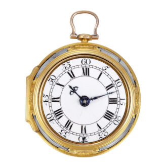 English 22k gold, agate-mounted pocket watch Circa 1750