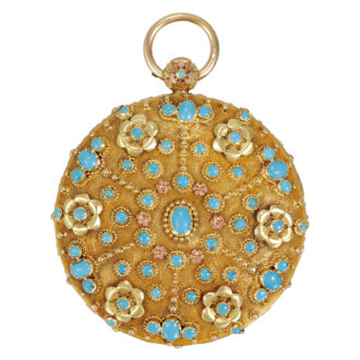 French 18k varicoloured gold decorated with turquoise-set Circa 1830
