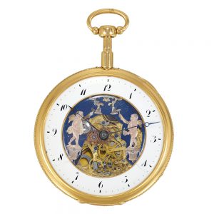 Swiss gold quarter repeater with automaton Jacks Circa 1820