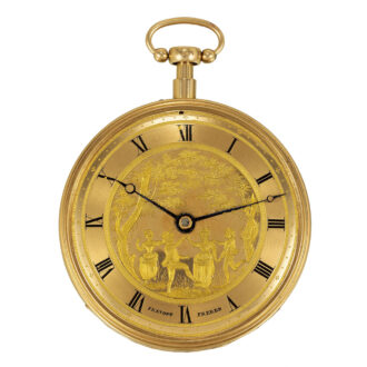 French 18k gold musical pocket watch with quarter repeating Circa 1820