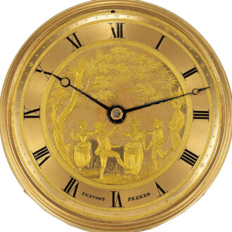 French 18k gold musical pocket watch with quarter repeating Circa 1820