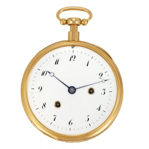 Unusual Swiss 18k gold petite/grande sonnerie clockwatch Circa 1820