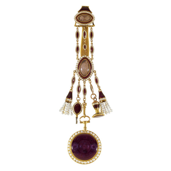 English 20 Carat gold enamel and pearl set pocket watch Circa 1790
