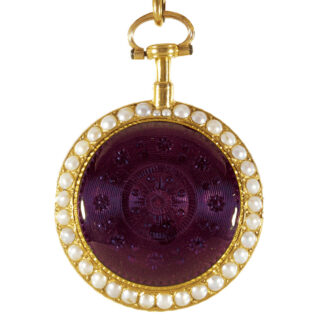 English 20k gold, enamel and pearl-set pocket watch Circa 1790