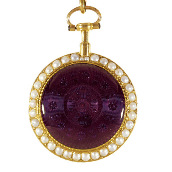 English 20k gold, enamel and pearl-set pocket watch Circa 1790 English 20k gold, enamel and pearl-set pocket watch Circa 1790