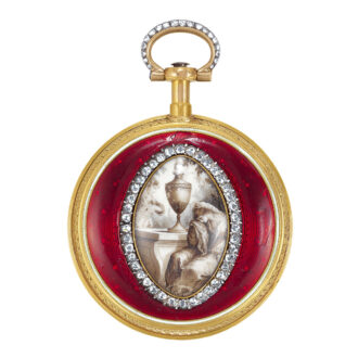 French 18K gold, enamel and diamond set verge watch Circa 1780