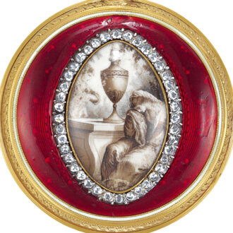 French 18K gold, enamel and diamond set verge watch Circa 1780