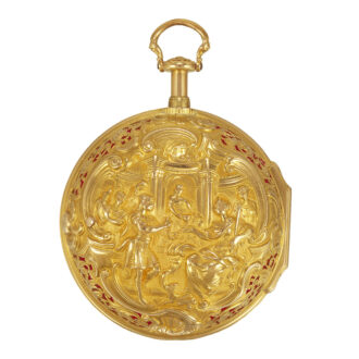 Fine English 22k gold repoussé pair-cased pocket watch Circa 1777