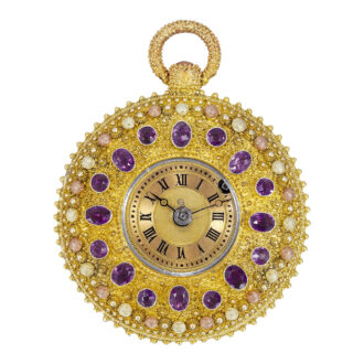 Swiss 18K varicoloured gold decorated pocket watch Circa 1830