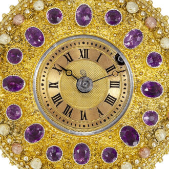 Swiss 18K varicoloured gold decorated pocket watch Circa 1830