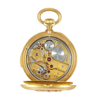 French 18k gold, diamond lady's miniature pendant watch Circa 1900 French 18k gold, diamond lady's miniature pendant watch Circa 1900