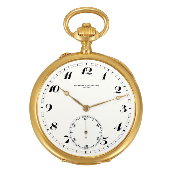 Elegant Swiss 18 carat gold double dialled pocket watch Circa 1915