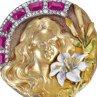 Unusual Swiss gold lady's Art Nouveau pendant watch Circa 1898