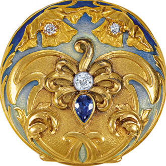 Swiss gold with sapphire and diamonds lady's pendant watch Circa 1903