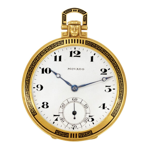 Swiss gold and enamel Art Deco keyless dress watch Circa 1925