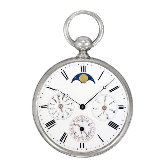 Swiss silver astronomical watch with duplex escapement Circa 1865