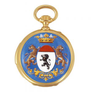 French gold repeater decorated with enamel coat of arms Circa 1890