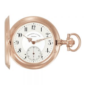 German 14k pink gold hunting cased keyless pocket watch Circa 1905