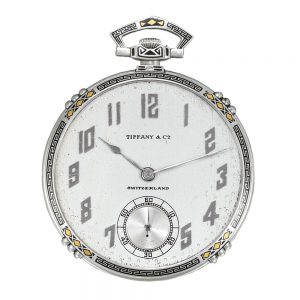 Thin Swiss platinum keyless Art Deco dress watch Circa 1925