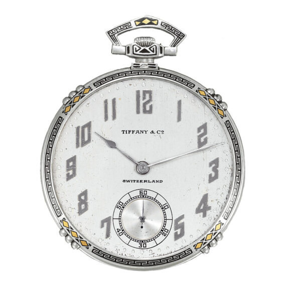 Thin Swiss platinum keyless Art Deco dress watch Circa 1925