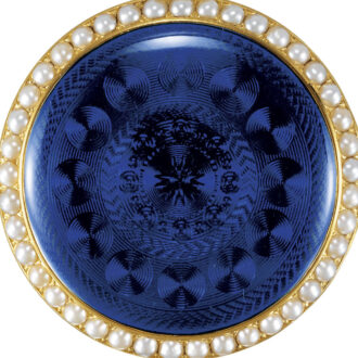 English 18K gold royal blue enamel and pearl-set watch Circa 1790