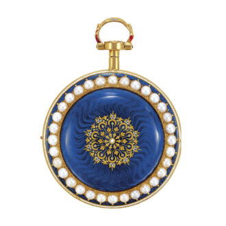 English 18k gold watch with translucent blue enamel Circa 1800