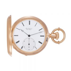 Danish 18 Carat pink gold hunter cased keyless pocket watch Circa 1880