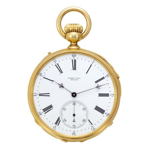 Swiss 18K gold quarter repeating lever pocket watch Circa 1870