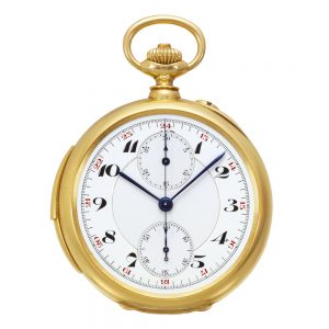 Swiss 18k gold minute repeating keyless pocket watch Circa 1900
