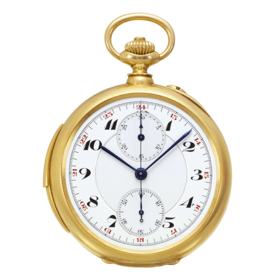 Swiss 18k gold minute repeating keyless pocket watch Circa 1900
