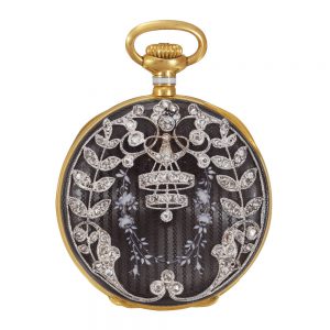 Swiss gold, diamond-set keyless lady's pendant watch Circa 1912