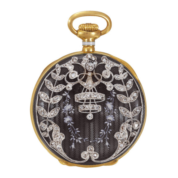 Swiss gold, diamond-set keyless lady's pendant watch Circa 1912