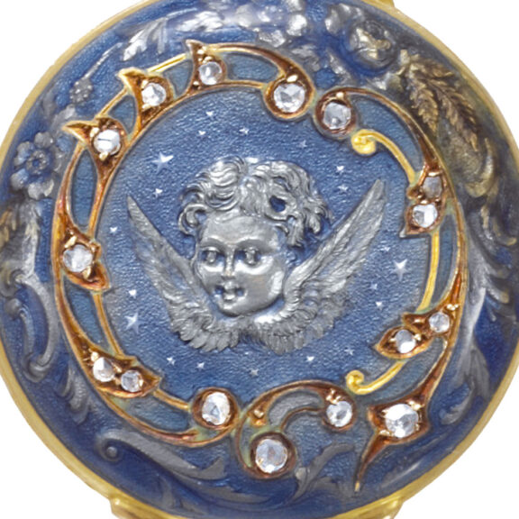 Swiss gold, enamel and diamonds pendant watch with brooch Circa 1900 Swiss gold, enamel and diamonds pendant watch with brooch Circa 1900