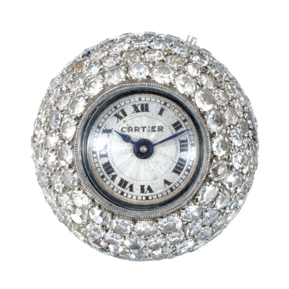 Elegant French platinum and diamond-set pendant ball watch Circa 1910 Elegant French platinum and diamond-set pendant ball watch Circa 1910