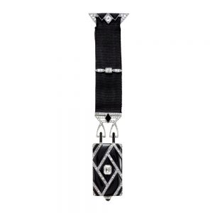 Swiss platinum, black onyx and diamond-set lapel watch Circa 1925