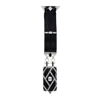 Swiss platinum, black onyx and diamond-set lapel watch Circa 1925