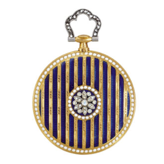French 18 Carat yellow gold and enamel keyless dress watch Circa 1910