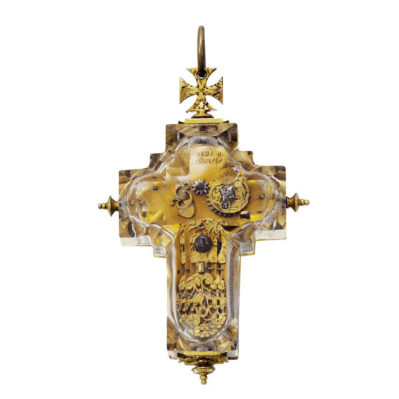 German gilt brass and rock crystal cruciform watch Circa 1610 German gilt brass and rock crystal cruciform watch Circa 1610
