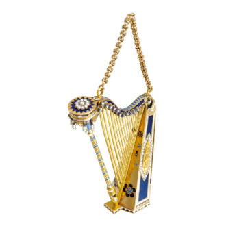 Rare Swiss 18k gold musical watch in the form of a harp Circa 1810