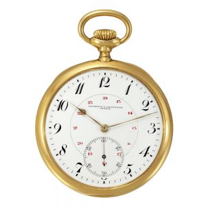 Swiss 18K yellow gold dress watch with 24-hour dial Circa 1909